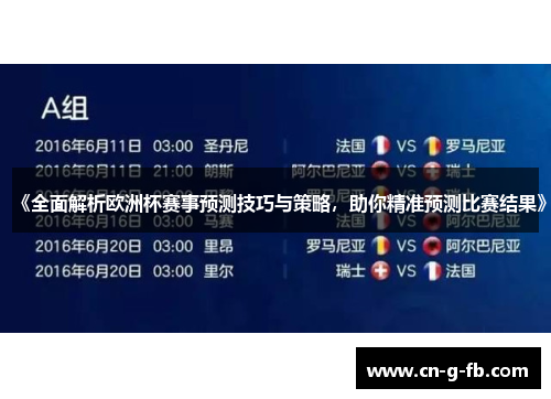 《全面解析欧洲杯赛事预测技巧与策略，助你精准预测比赛结果》